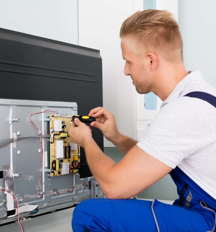 The TV screen began to flicker